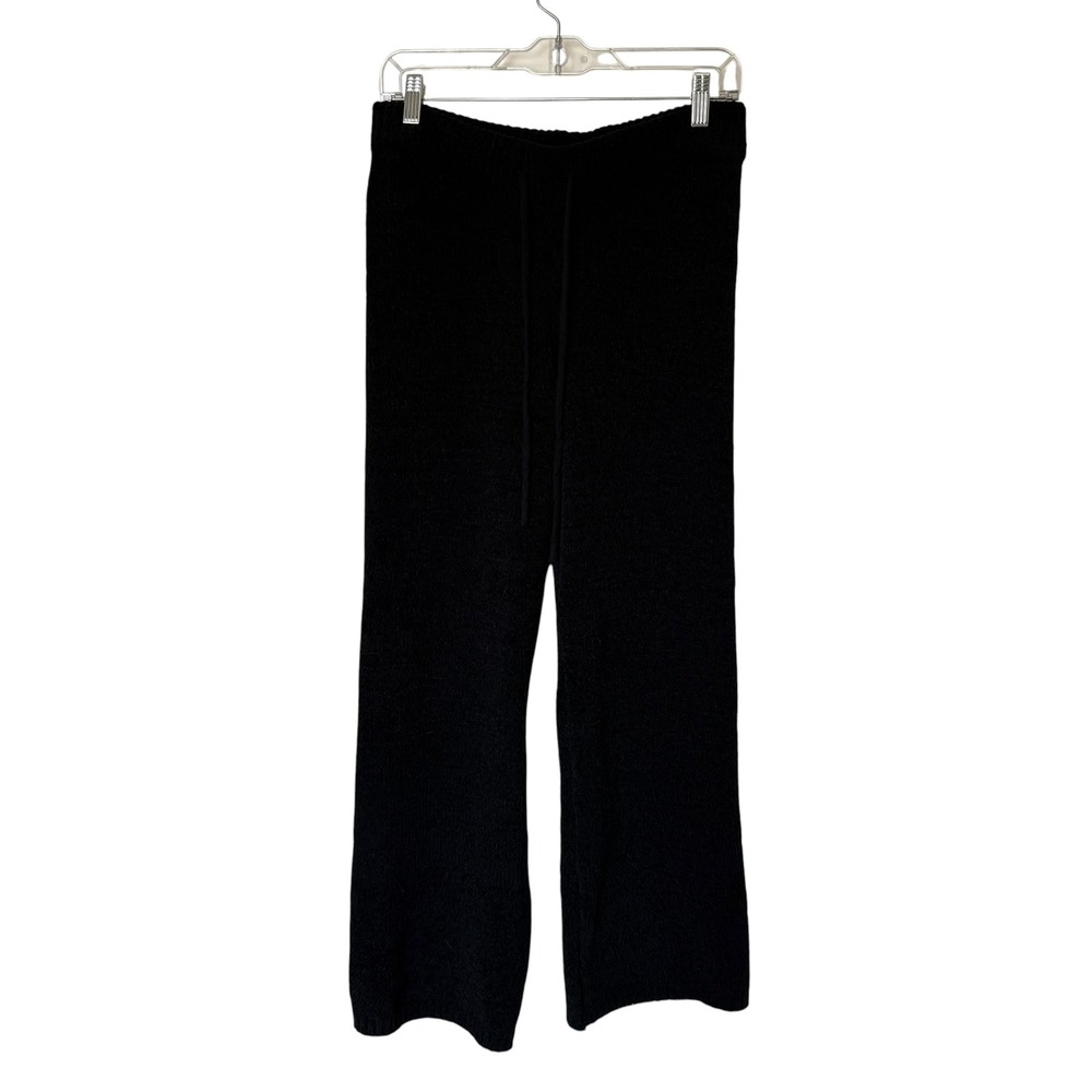 True Lounge Pants Women Medium Black Good Knit Wide Leg‎ Drawstring Cozy